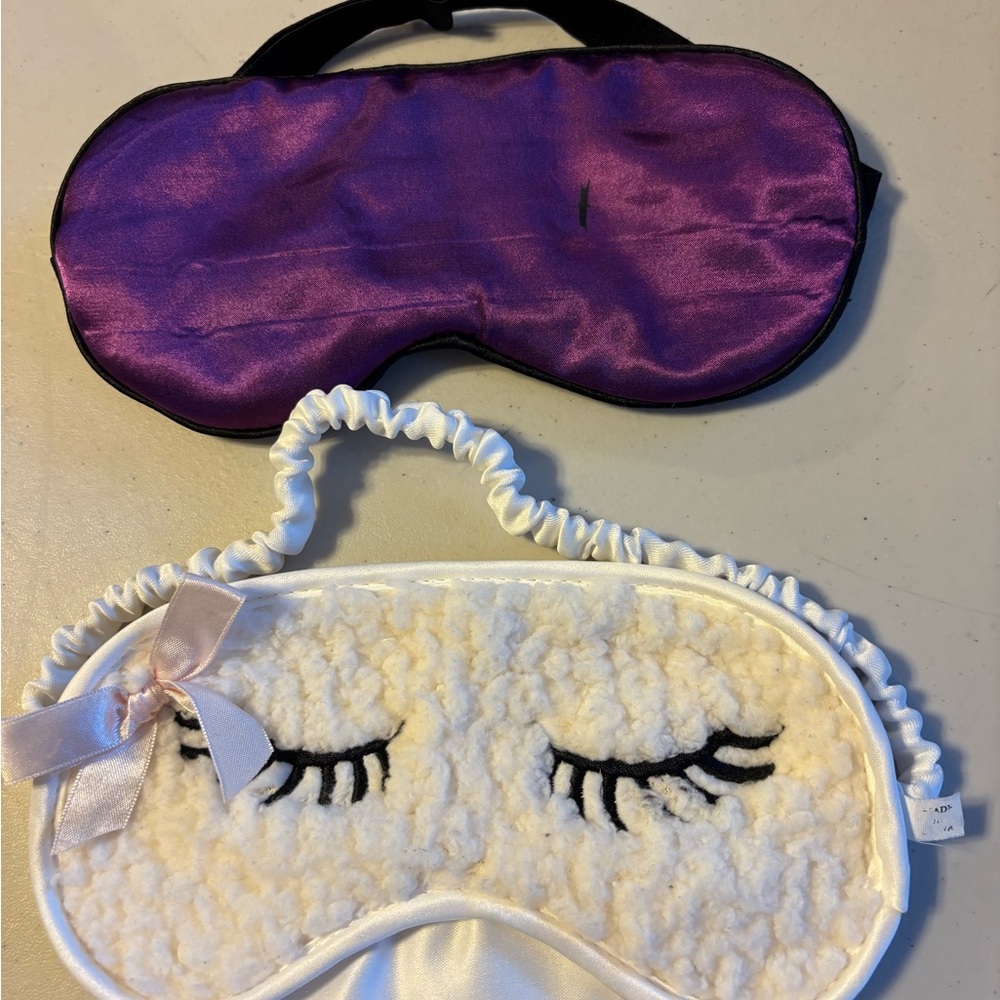 Purple and Cream Sleep Mask Set. Eye masks. Washed. One from body works